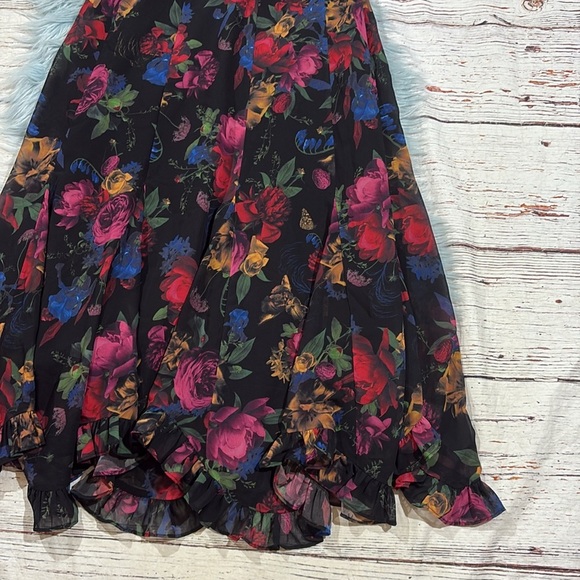 Hutch Vivid Shades Of Night Floral Bustier Chiffon Midi Dress - Picture 4 of 9